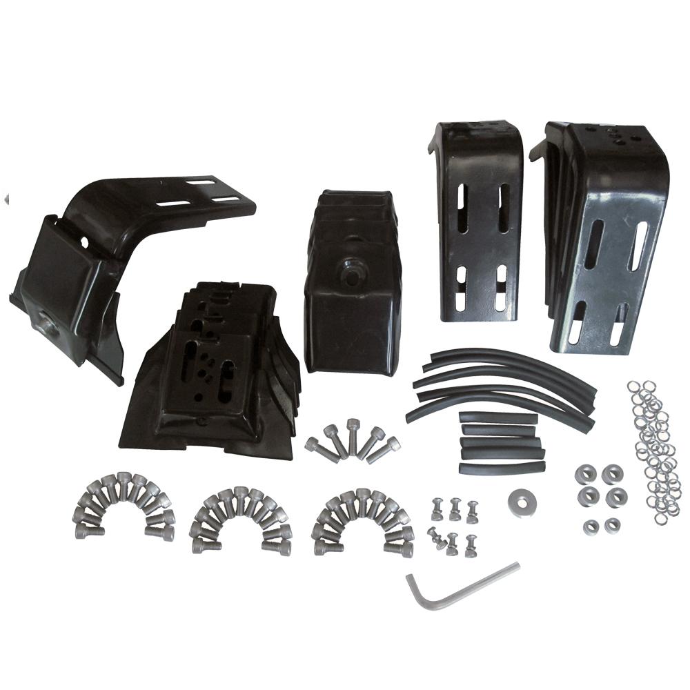 A set of ARB Steel Rack with Mesh Floor 43” X 49" for Jeep Cherokee XJ ARB 3800030MK parts, including a fitting kit for a motorcycle.