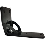 A black metal ARB Awning Bracket 50mm(2) With Gusset 813402, suitable for roof awing bars, with two corrosion resistant holes.