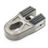 A Factor 55 FlatLink E (EXPERT) Schackle Mount - Gray 00080-06, a gray metal clamp with a black handle, designed for closed system winching.