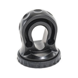 A Factor 55 Splicer Shackle Mount Thimble in black 00352-04, designed for use with synthetic winch ropes.