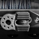 A close up of a Factor 55 FlatLink in Silver 00050-05 with a rope attached to it, suitable for product description purposes.