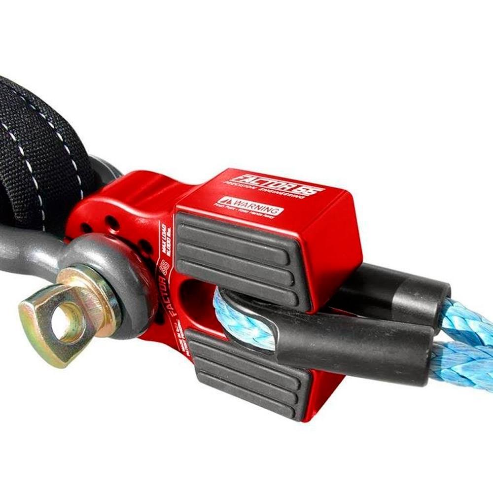 A red rope with a hook attached to it, perfect for securing items or towing with the Factor 55 FlatLink Winch Shackle Mount 00050-01.