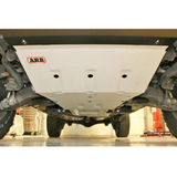 The ARB Under Vehicle Protection Kit 5423010 For Toyota Tacoma (2005-2023) of a vehicle-specific truck with a 4WD drivetrain in a garage.