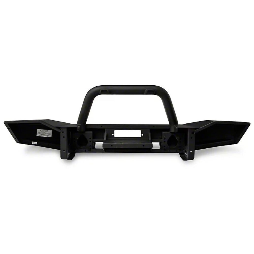 A black Front Deluxe Bull Bar Winch Mount Bumper for a jeep, featuring an ARB, ARB 3450210, and installation hardware.