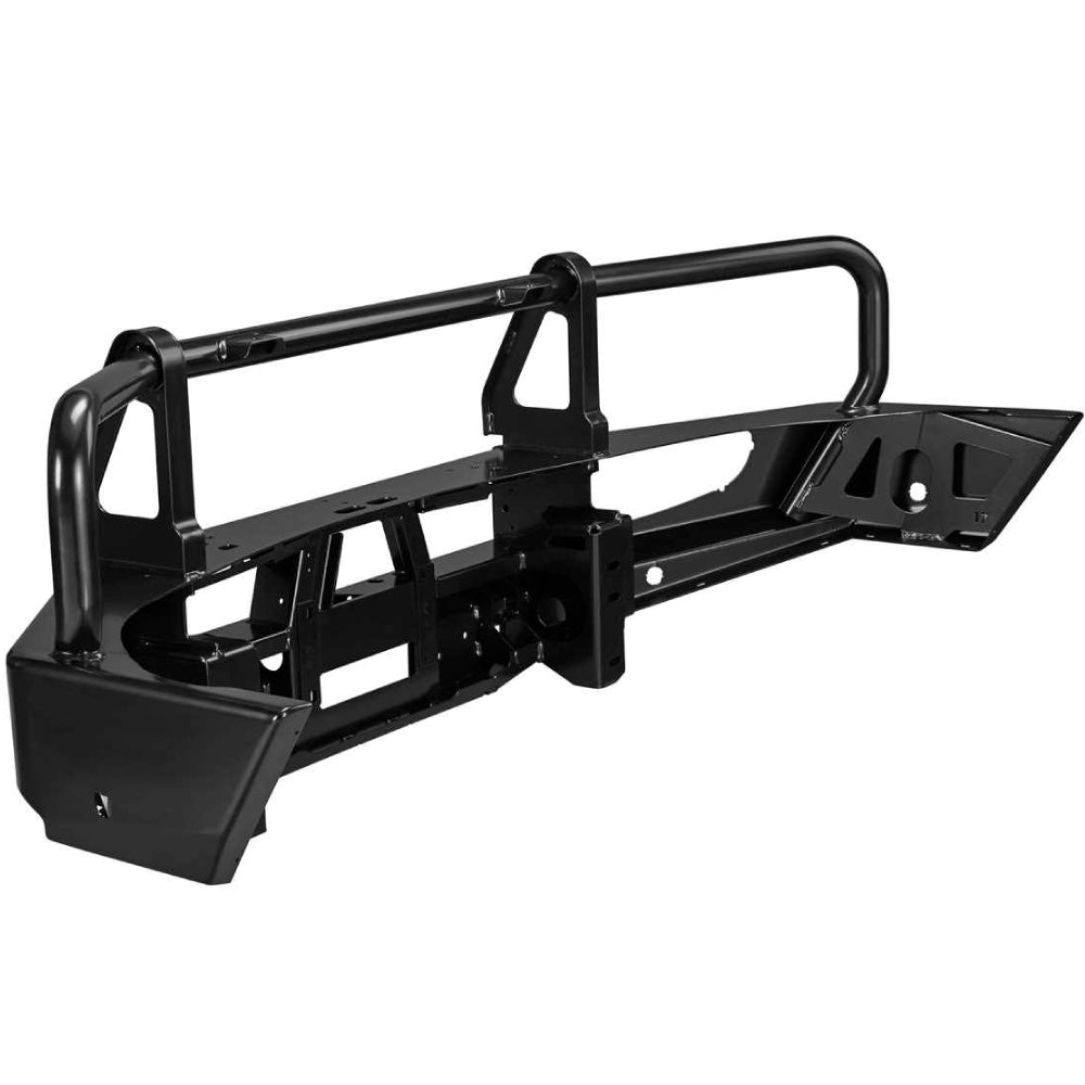 A black off-road bumper, the Front Deluxe Bull Bar for Jeep Grand Cherokee 2017-2020 ARB 3450480 designed with safety features.