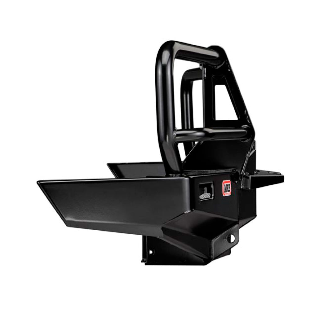 A durable ARB Deluxe Winch Front Bumper 3411050 for Land Cruiser 80 Series 1990-1997 for a Jeep Wrangler.