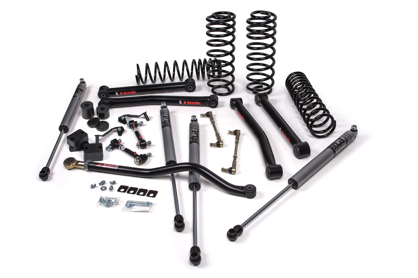 A JKS 2.5 Inch Jeep Wrangler JL (18-ON) 4 Door J-Konnect Lift Kit, a suspension kit for a jeep with coil springs.