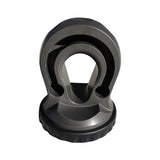 A black plastic holder featuring a Factor 55 Splicer Shackle Mount Thimble in Gray 00352-06 on a white background.