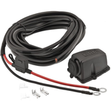 A quick installation ARB Fridge Freezer Wiring Kit And Threaded Socket Mount 6M 10900027, compatible with various applications, featuring insulated black wires and a red wire.