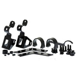 A set of black ARB Old Man Emu BP-51 Rear Fitting Kit VM80010004 brackets and hardware for a vehicle's suspension system.