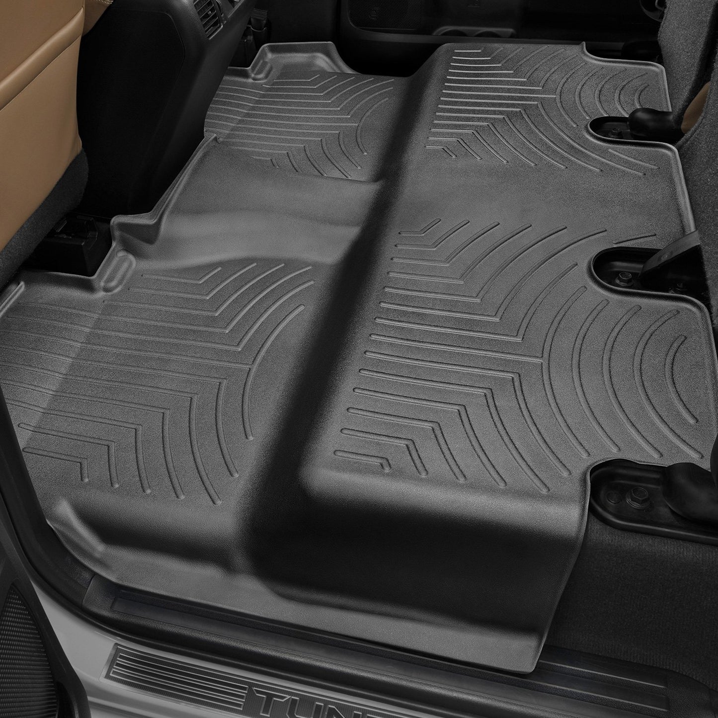 Weathertech DigitalFit 2nd Row Floor Liner for Toyota Tundra (2014-2021) black floor mats for floor protection.