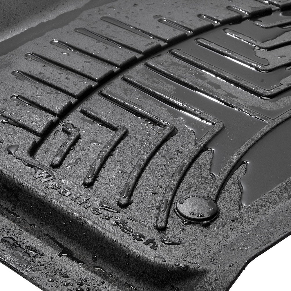 Weathertech Floorliner HP 1st Row Floor Mats for Toyota Tacoma 2018-ON (Access Cab & Double Cab Models) providing interior protection for your black car and designed to handle water spills.