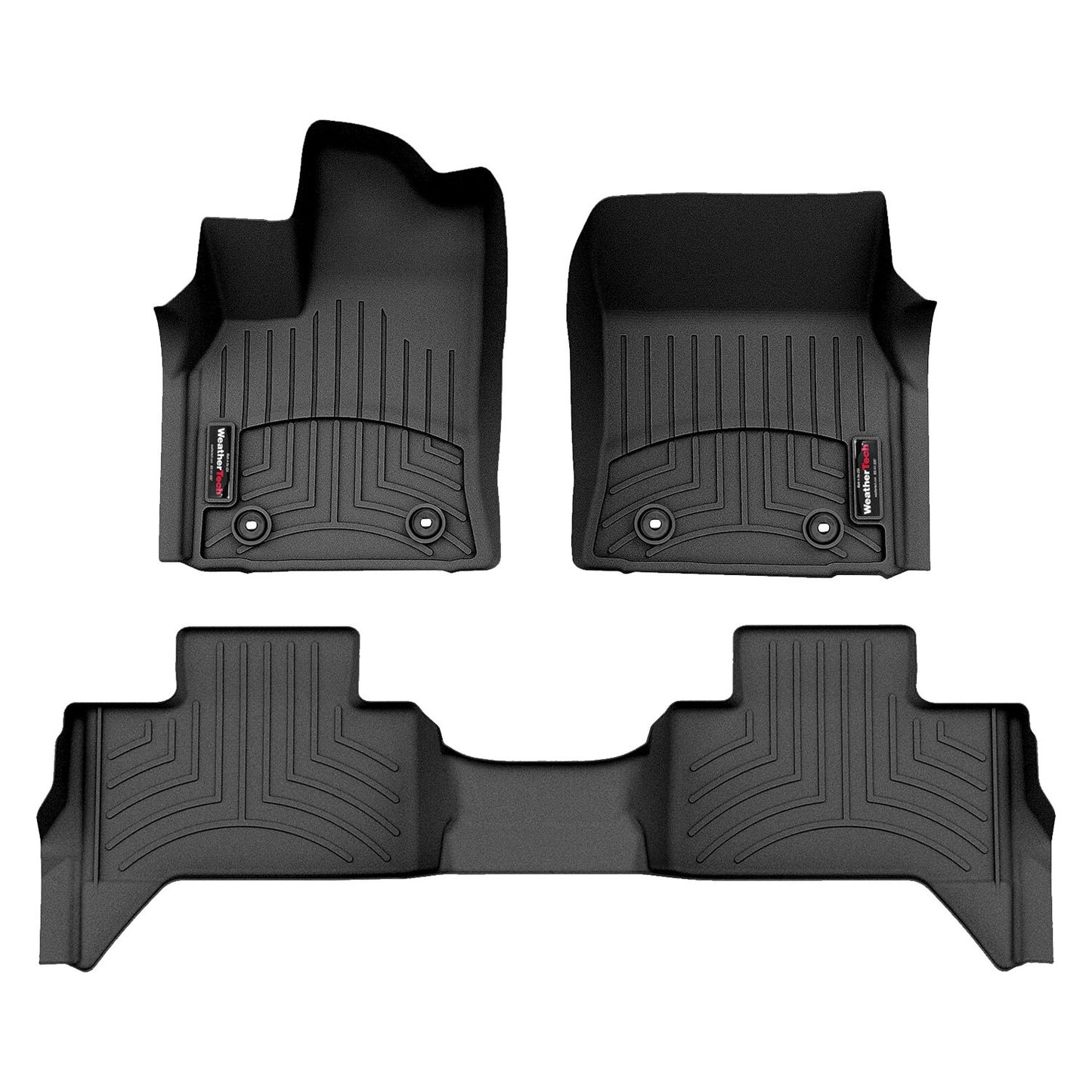 Enhance your car's interior with Weathertech DigitalFit 1st & 2nd Row Floor Liners for Toyota Tundra (2022-ON) that provide excellent floor protection.
