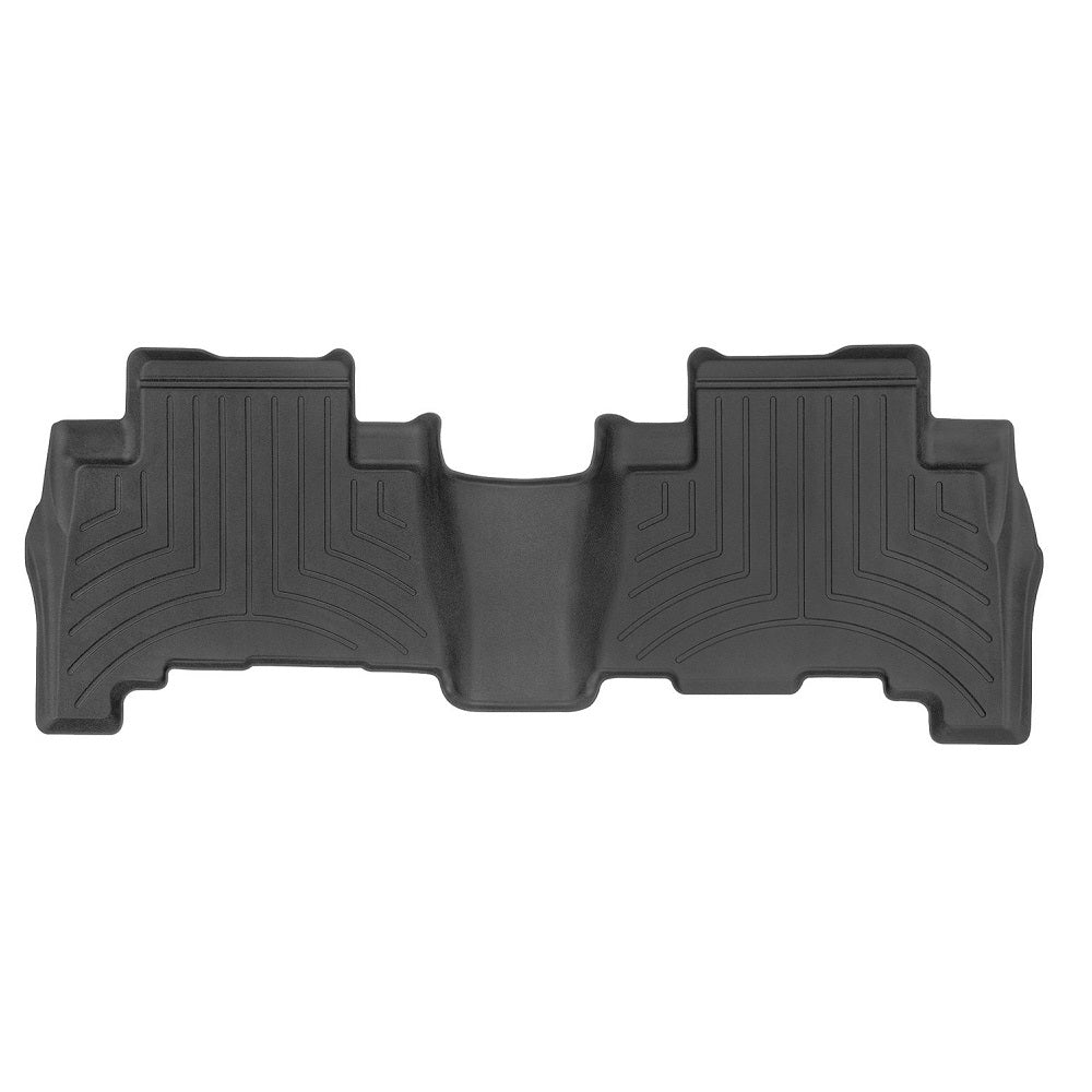 A pair of black Weathertech Floorliner HP 2nd Row Floor Mats for Toyota 4Runner (2013-2023) designed to withstand extreme weather environments for the front and rear of a car.