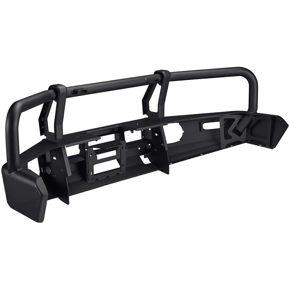 A black Front Summit Bumper for Toyota Tacoma 2016-2022 ARB 3423160K with a wing design and fog lights.