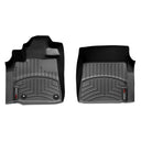 A pair of black Weathertech DigitalFit 1st Row Floor Liners for the Toyota Tundra (2014-2021), providing excellent floor protection.