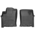 A custom-fit pair of Weathertech Floorliner HP 1st Row Floor Mats for Toyota 4Runner (2013-2023) in black, providing interior protection.