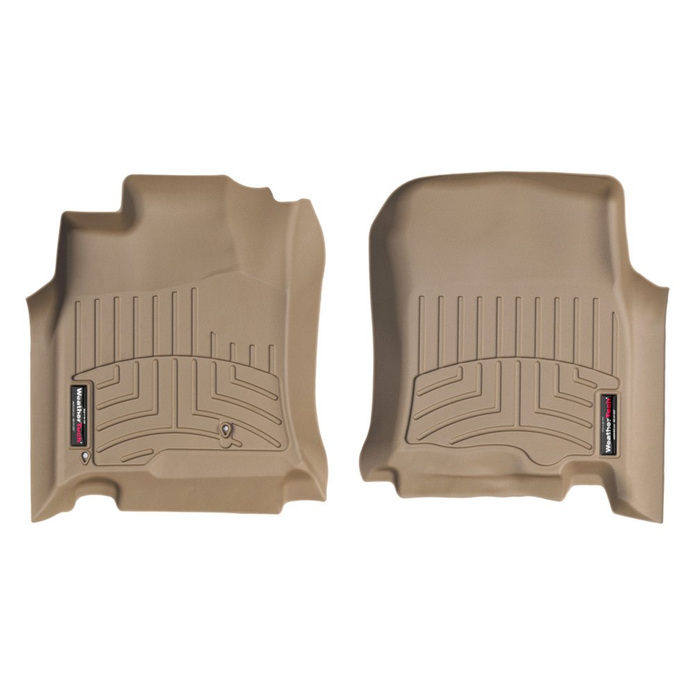 A pair of beige Weathertech DigitalFit 1st Row Floor Liners for Toyota 4Runner (2003-2009) providing advanced floor protection.