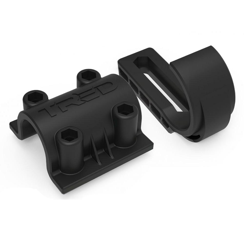 A pair of black Mount Adapter TRED TPMKBA02 brackets on a white background. (ARB)