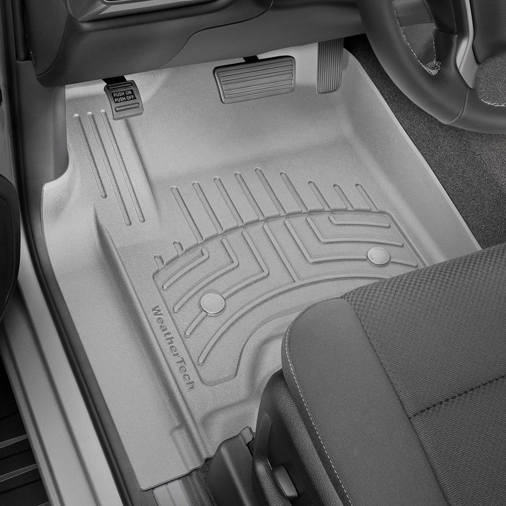 Custom-fit Weathertech Floorliner HP 1st Row Floor Mats for Toyota 4Runner (2013-2023) in gray offer interior protection for your vehicle.