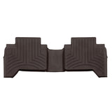 A pair of Weathertech Floorliner HP 2nd Row Floor Mats for Toyota Tacoma 2018-ON (Double Cab Models) made from Thermoplastic Elastomer (TPE) compound, suitable for withstanding extreme weather conditions.