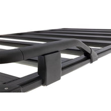 Load image into Gallery viewer, A white background showcasing a sleek black roof rack equipped with ARB Base Rack Guard Rail ARB 1780020.