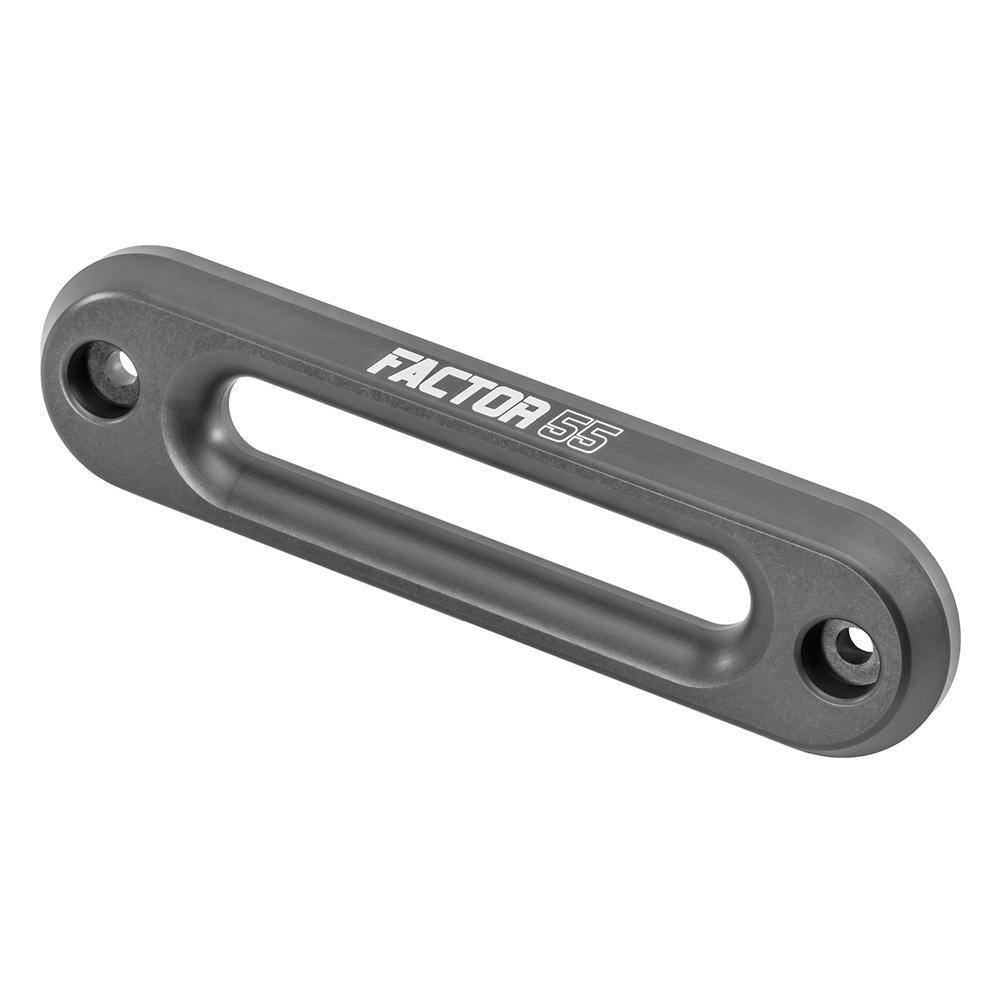 A black Factor 55 handlebar bracket with the word factorx and anodizing on it.
