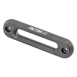 A black Factor 55 handlebar bracket with the word factorx and anodizing on it.