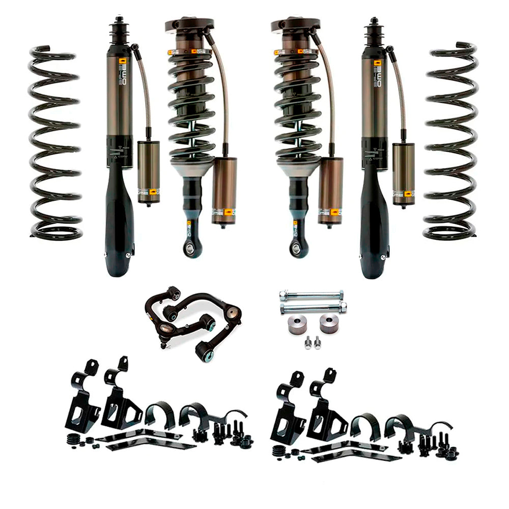 A Old Man Emu suspension kit with OME BP-51 shock absorbers and adjustable damping settings for enhanced off-road performance.