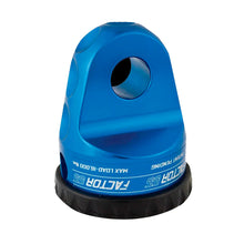 Load image into Gallery viewer, A Factor 55 Shackle Mount in Blue 00015-02 with a black handle suitable for recovery straps.