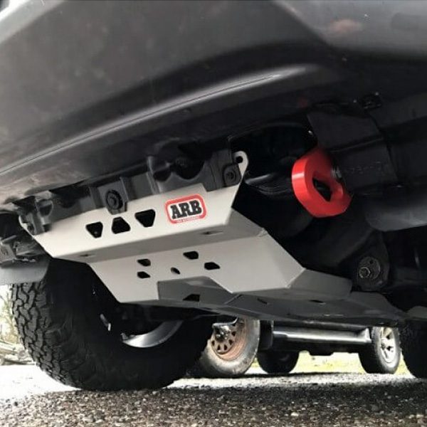 The car's steel rear bumper, the ARB Rated LHS Recovery Point for Toyota Hilux 2814020 ensures visibility while also serving as a reliable recovery point.
