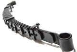 An image of a black Old Man Emu belt with progressively distributed screws for enhanced longevity and ride comfort.