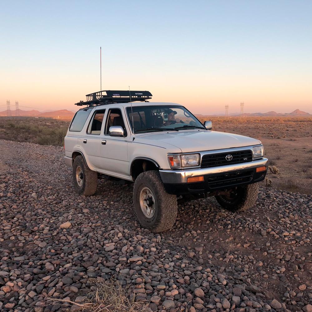 An ARB Old Man Emu Leaf Spring U-Bolt OMEU53B for Toyota 4Runner / Hilux / Tundra / Tacoma is parked in the desert.