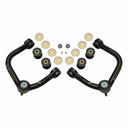 A set of iconic ICON Vehicle Dynamics Delta Joint Tubular Upper Control Arm Kit for a 2005-ON Toyota Tacoma, equipped with ICON Delta Joint sway bars and bushings.