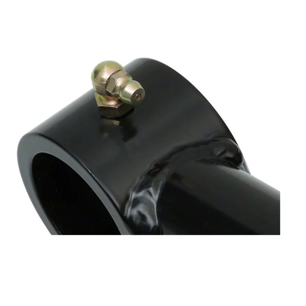 A black pipe with an ICON Vehicle Dynamics Delta Joint Tubular Upper Control Arm Kit for Toyota Tacoma 2005-ON bolted on it.