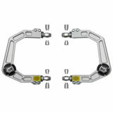 A pair of ICON Vehicle Dynamics Delta Joint Billet Upper Control Arm Kits for Toyota Tacoma 2005-ON on a white background, featuring billet aluminum construction.