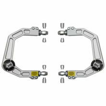 Load image into Gallery viewer, A pair of ICON Vehicle Dynamics Delta Joint Billet Upper Control Arm Kits for Toyota Tacoma 2005-ON on a white background, featuring billet aluminum construction.