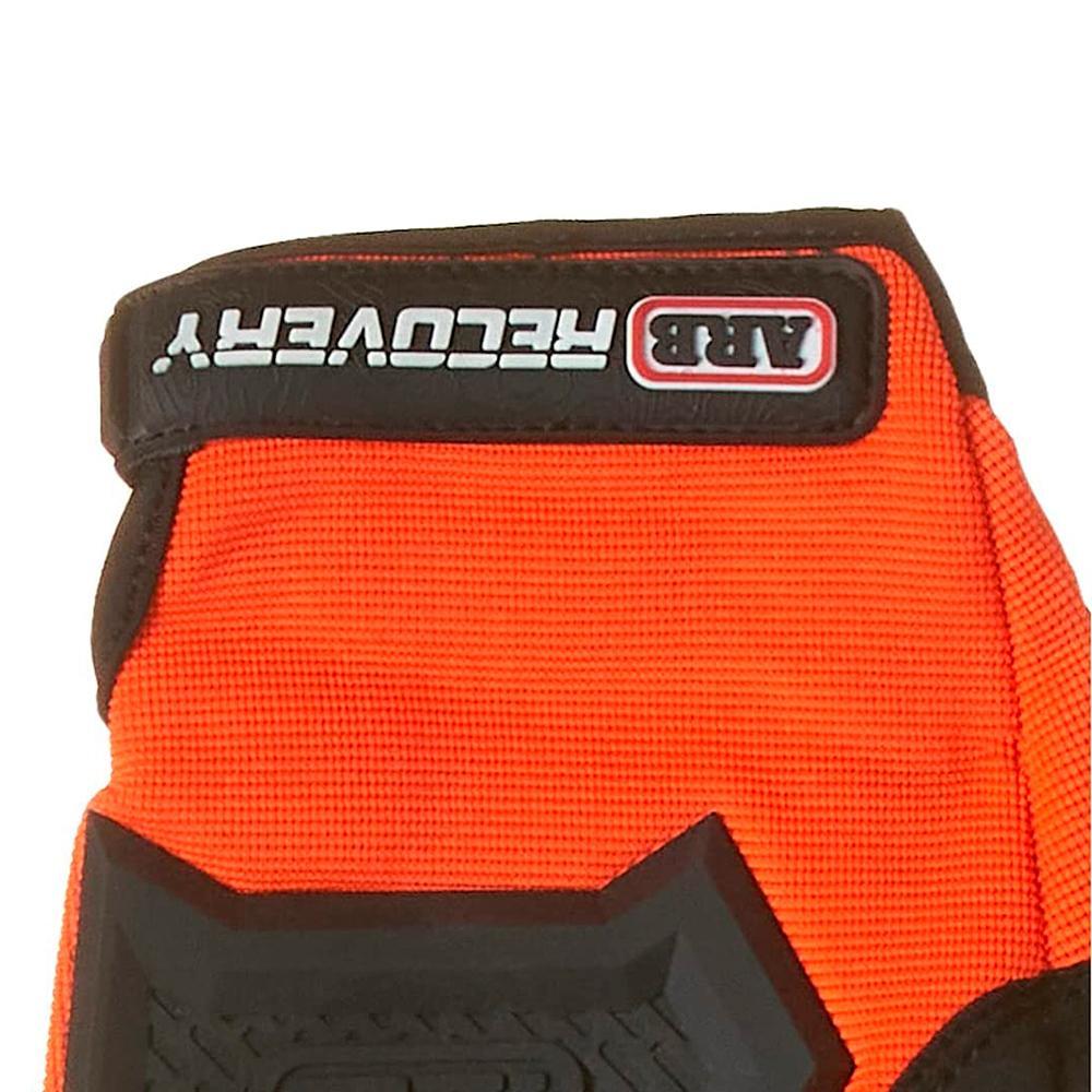 A pair of ARB Recovery Gloves GLOVEMX providing protection with a black logo on them.