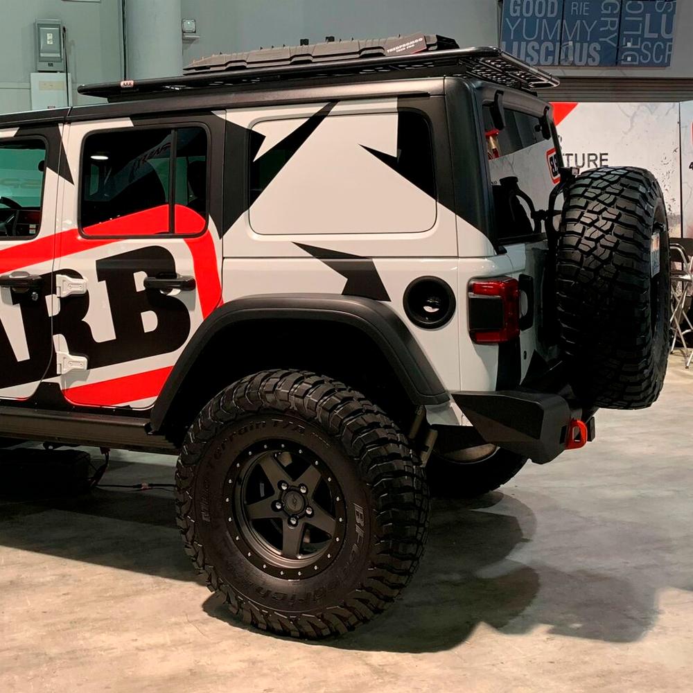 ARB Alloy Flat Roof Rack 70” x 44” with Mesh Floor for Jeep Wrangler JL 2018-2019 ARB 4913020MKJL with secure storage fitting kit.