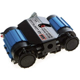 A blue and black ARB 12 Volts On-Board Twin High Performance Air Compressor 12V- CKMTA12, featuring the ARB Air Locker technology, on a white background.