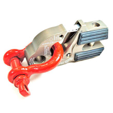 Load image into Gallery viewer, A red and black Factor 55 UltraHook Winch Shackle Aluminum 00250-06 featuring a lightweight design, made from 7000 series Military Grade Aluminum, set against a white background.