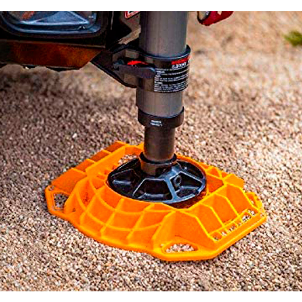 An ARB Hydraulic Recovery Jack 1060001 motorcycle, equipped with hydraulic technology and a lowering lever, designed specifically for recovery missions.