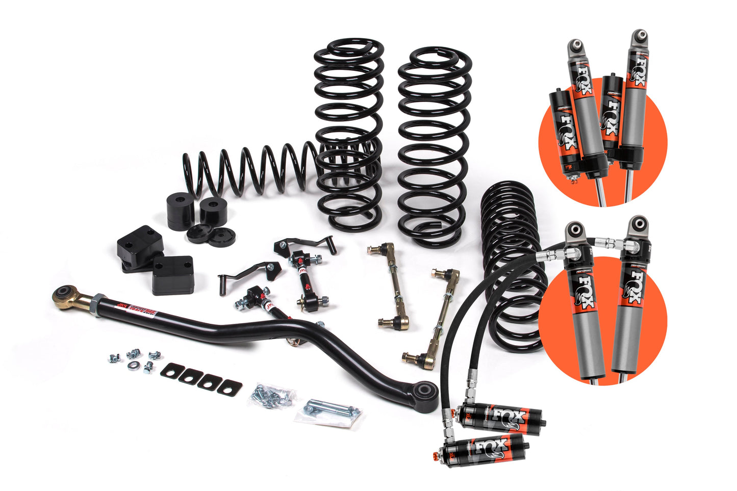 A suspension system with springs for offroad articulation, such as the JKS 3 Inch Jeep Wrangler JL (18-ON) 2 Door J-Venture Lift Kit by JKS.