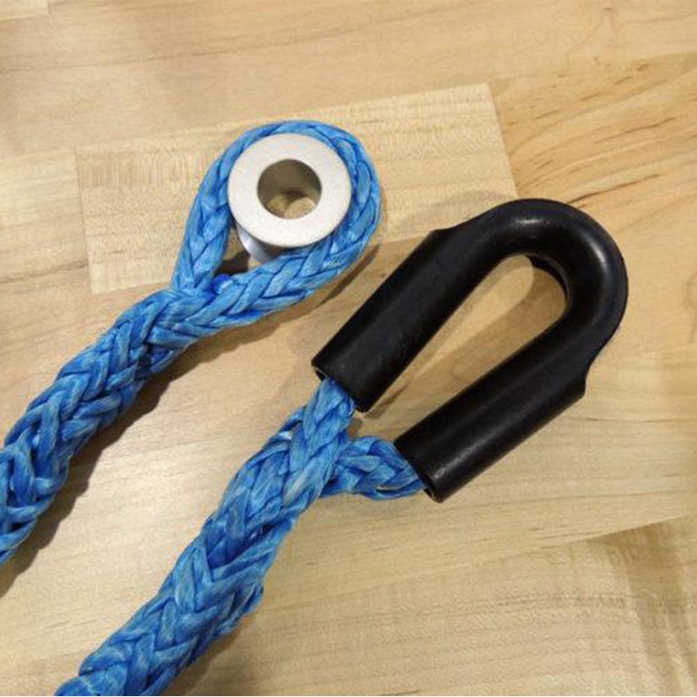 A Factor 55 Synthetic Rope Spool 00096 with a hook on it, designed for load spool applications. The rope is blue in color and provides excellent corrosion protection.