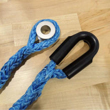 Load image into Gallery viewer, A Factor 55 Synthetic Rope Spool 00096 with a hook on it, designed for load spool applications. The rope is blue in color and provides excellent corrosion protection.