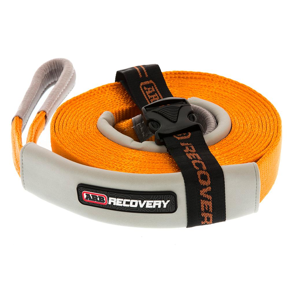 An orange recovery strap with a black ARB Recovery Strap Wrap ARB 10100380.