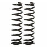 A pair of black ARB Old Man Emu Rear Coil Springs 2895E for Toyota Prado 150 and 120 Series/ FJ Cruiser / Hilux /4Runner on a white background.