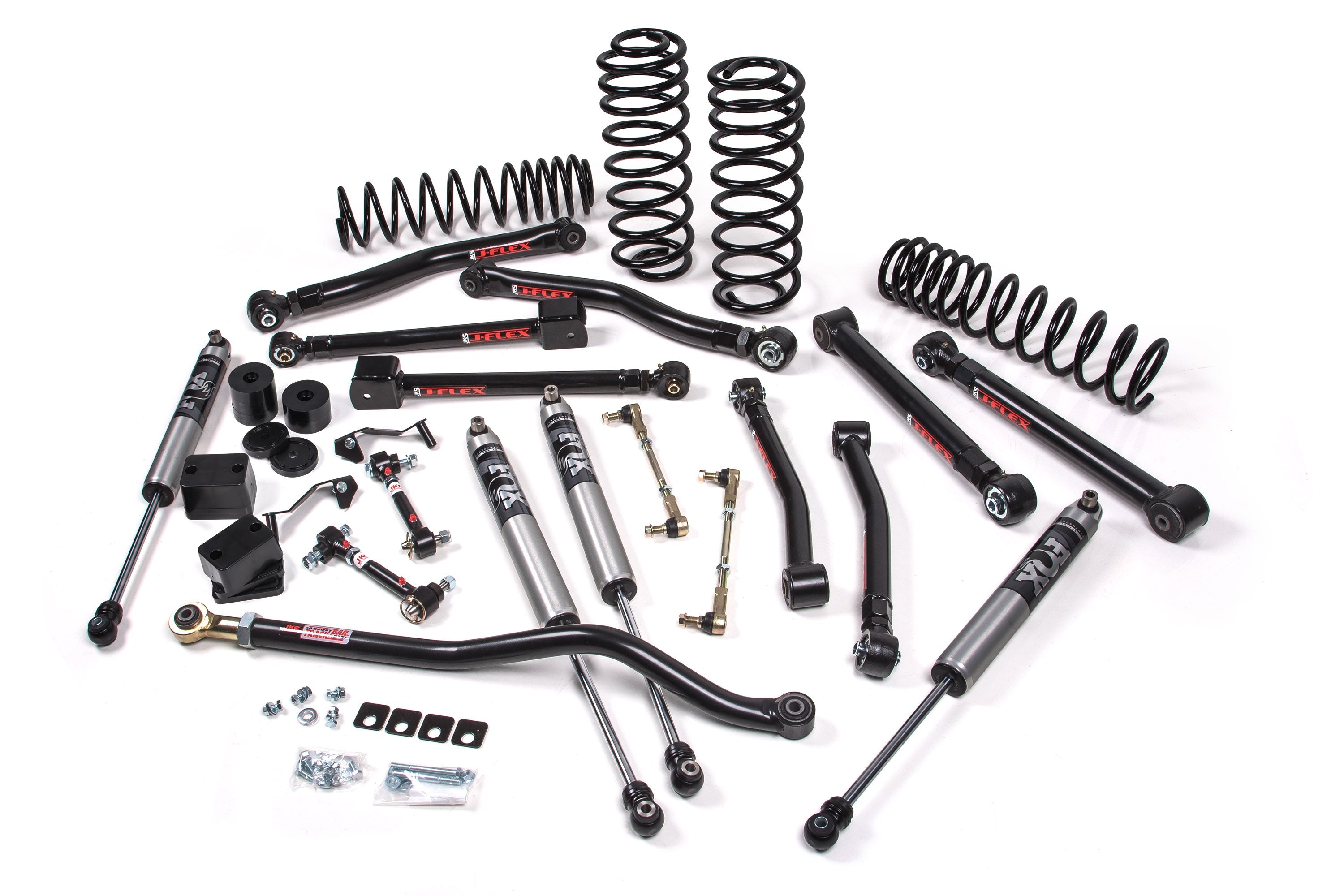 A JKS suspension system for a Jeep Wrangler JL (18-ON) 4 Door with springs.