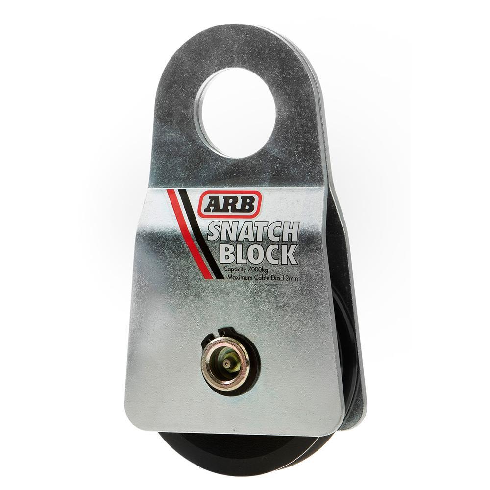 A ARB Snatch Block 7000 - 30,000lb Breaking Strength ARB2091A with roof racks on a white background.