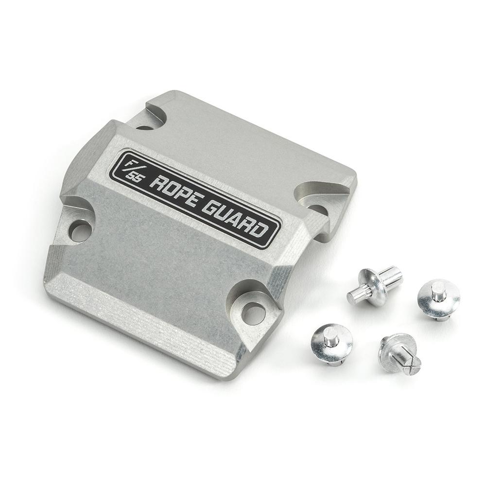 A Factor 55 UltraHook Rope Guard 00381, with a bolt and nut on it, offering protection against impact and abrasion damage.